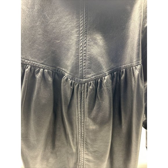 STAVROS New York Womens Black Leather Jacket with Mink Trim Size 4 Mid Length - Picture 7 of 11